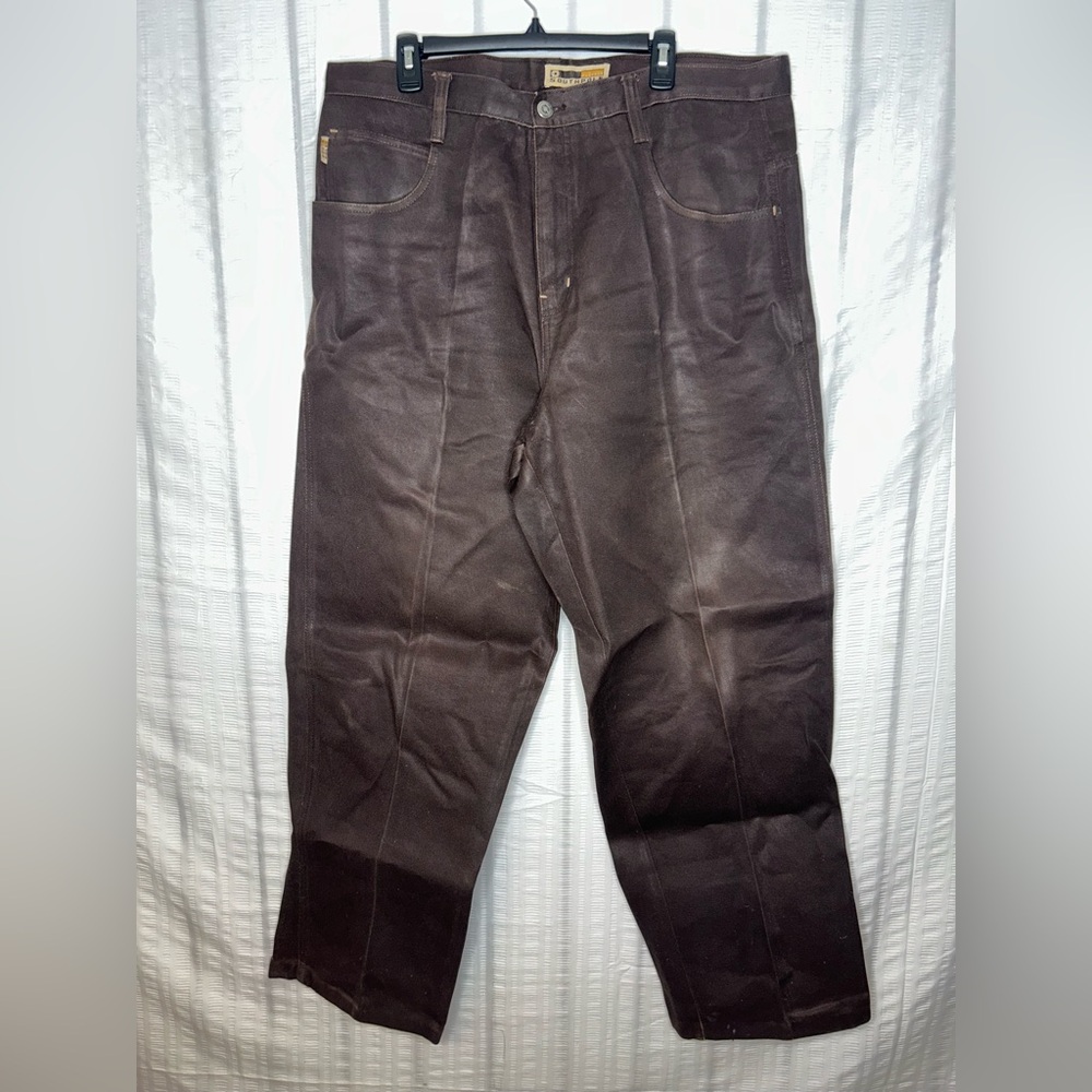 Southpole Jeans Men's 38x33 Brown Denim Baggy Y2K Loose Fit Dark Wash Starched